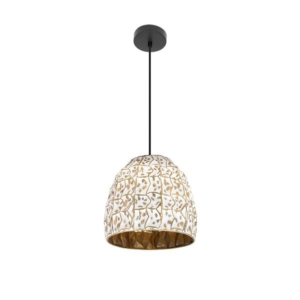 Colgante Tebas Negro/blanco/oro 1xe27 Regx33x33 Cm