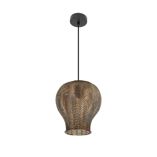 Colgante Trikala Negro/cuero Envejecido 1xe27 Regx29x29 Cm