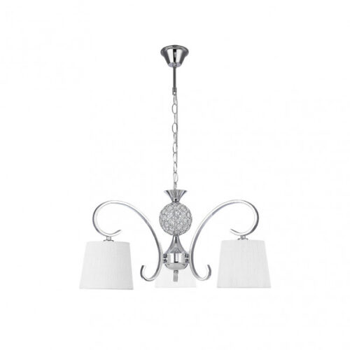 Lampara Bogota 3xe14 Cromo Pantalla Blanca  Regx57x57 Cm