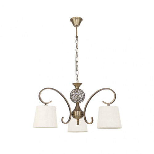 Lampara Bogota 3xe14 Cuero Pantalla Beis  Regx57x57 Cm