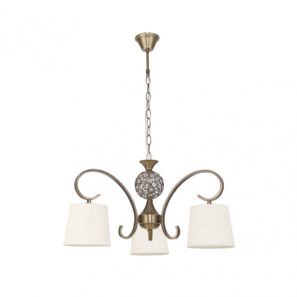 Lampara Bogota 3xe14 Cuero Pantalla Beis  Regx57x57 Cm