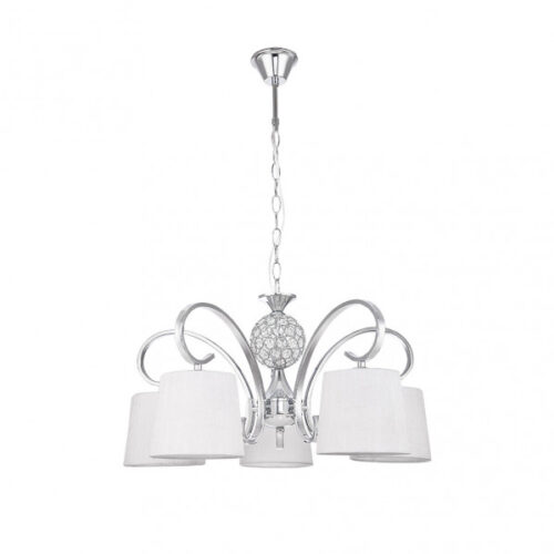 Lampara Bogota 5xe14 Cromo Pantalla Blanca  Regx57x57 Cm