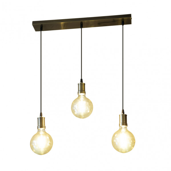 Lampara Celso 3xe27 Cuero/ambar  Bombillas  Incluidas 24w 2700k 2250lm Regx64x13 Cm