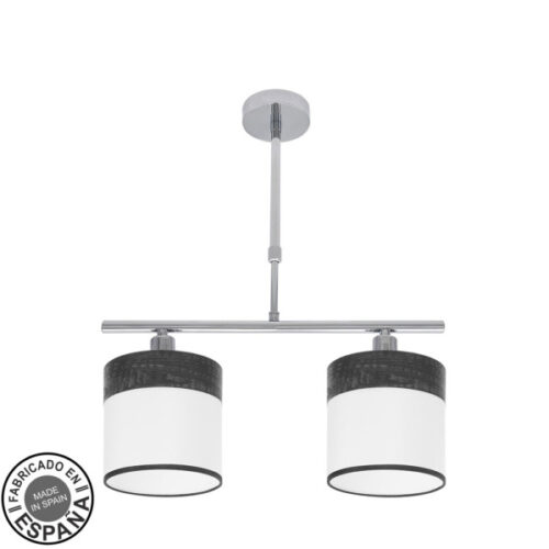 Lampara Cloe 2xe14 Cromo/blanca-madera Negra Regx43x14 cm