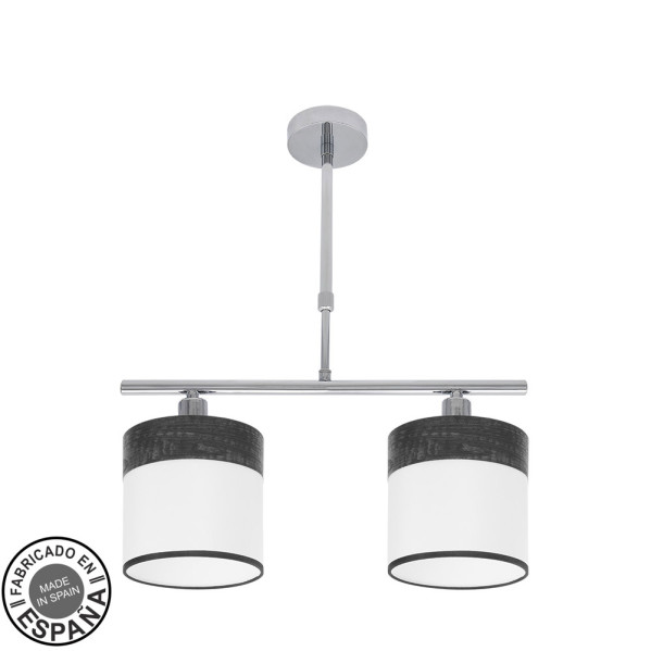 Lampara Cloe 2xe14 Cromo/blanca-madera Negra Regx43x14 cm