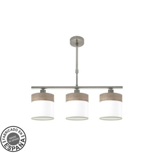 Lampara Cloe 3xe14 Niquel/blanca-madera Gris Regx55x14 cm