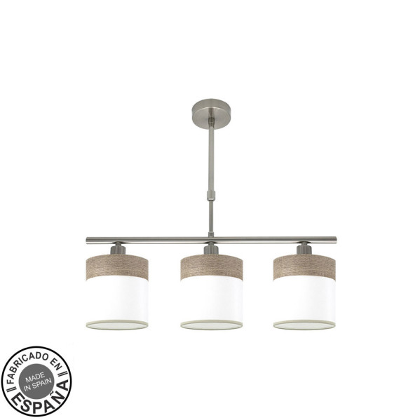 Lampara Cloe 3xe14 Niquel/blanca-madera Gris Regx55x14 cm