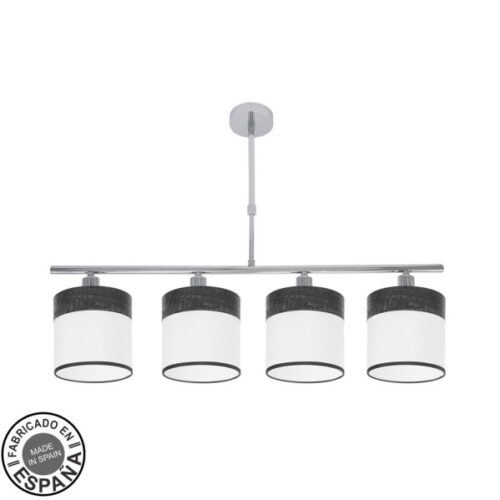 Lampara Cloe 4xe14 Cromo/blanca-madera Negra Regx75x14 cm