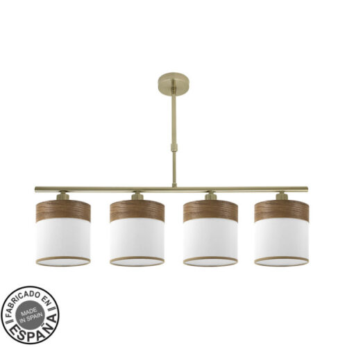 Lampara Cloe 4xe14 Cuero/blanca-madera Oscura Regx75x14 cm
