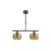 Lampara Estela 2xe14 Marron Regx41x13 Cm C/tulipas  Cristal Tallado Ambar