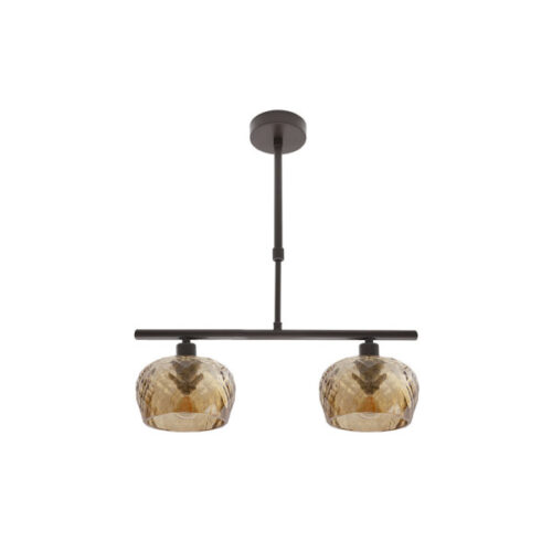 Lampara Estela 2xe14 Marron Regx41x13 Cm C/tulipas  Cristal Tallado Ambar