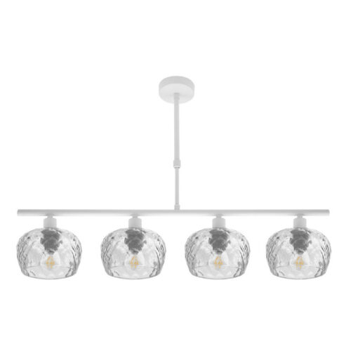 Lampara Estela 4xe14 Blanca Regx75x13 Cm C/tulipas Cristal Tallado Transparente