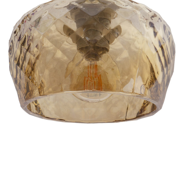 Lampara Estela 4xe14 Marron Regx75x13 Cm C/tulipas  Cristal Tallado Ambar