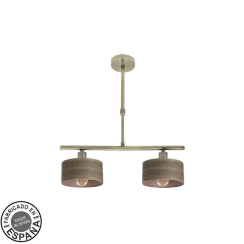 Lampara Gilda 2xe14 Cuero/madera Oscura Regx43x14 Cm