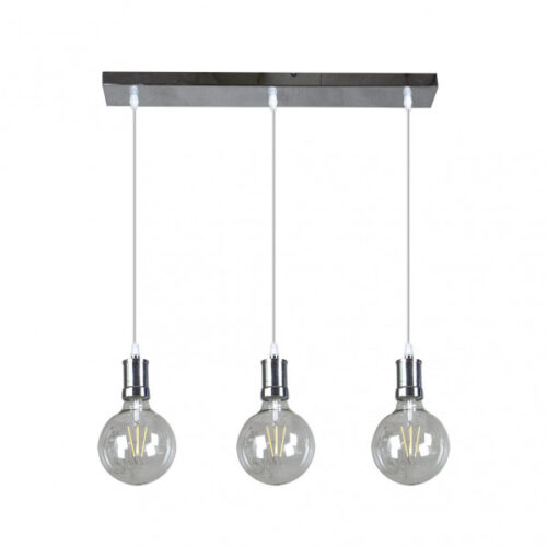 Lampara Prisco 3xe27 Cromo/transparente  Bombillas   Incluidas 24w 2700k 2550lm Regx64x12,5 Cm