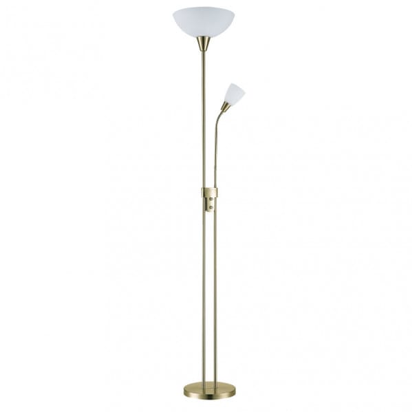 Pie De Salon Deneb 1xe27+1xe14 C/lector Cuero 180x30x30 Cm