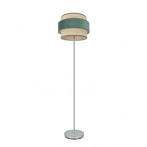 Pie De Salon Reyes 1xe27 Cromo/natural-verde 160x40x40 cm