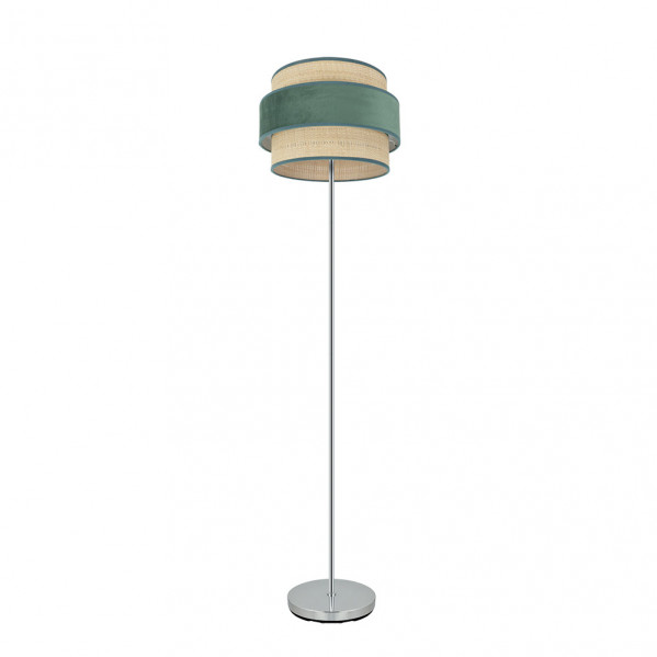 Pie De Salon Reyes 1xe27 Cromo/natural-verde 160x40x40 cm