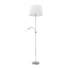 Pie De Salon Rilon 1xe27+1xe14 C/lector Plata  Pantalla Blanca 175,5x40x40 Cm