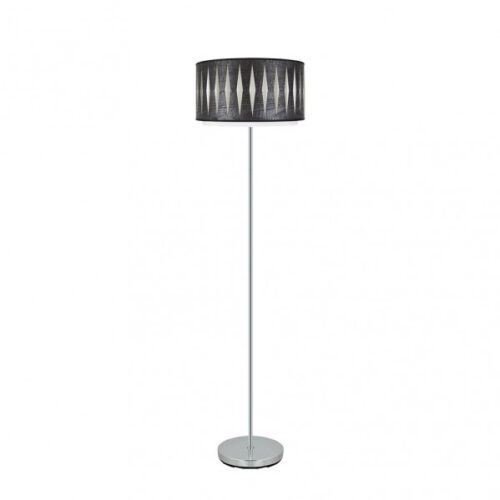 Pie Salon Alexandra 1xe27 Cromo/madera Negra 162x40x40 Cm