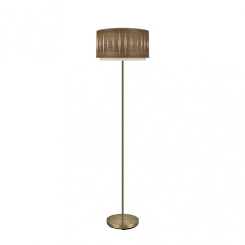 Pie Salon Alexandra 1xe27 Cuero/madera Oscura 162x40x40 Cm