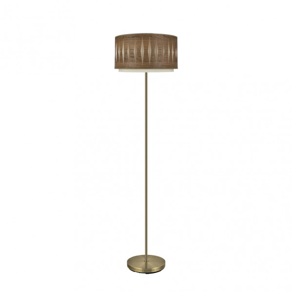 Pie Salon Alexandra 1xe27 Cuero/madera Oscura 162x40x40 Cm