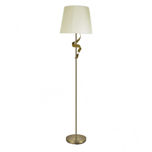 Pie Salon Baeza 1xe27 Cuero Pantalla Beis 162x38x38 Cm