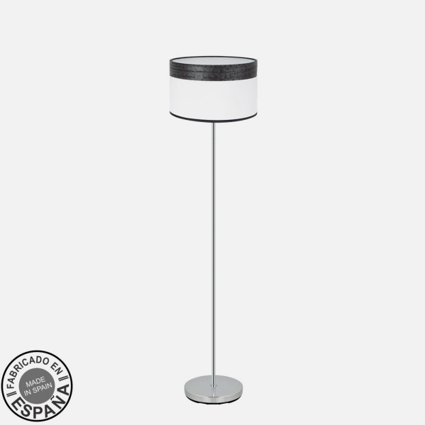 Pie Salon Cloe 1xe27 Cromo/blanca-madera Negra162x40x40  cm
