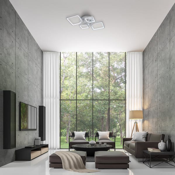 Plafon 86w 3000-4000-6500k Cromo Elara 9x76x46 Cm 11610Lm Regulable, Memoria y C. Remoto