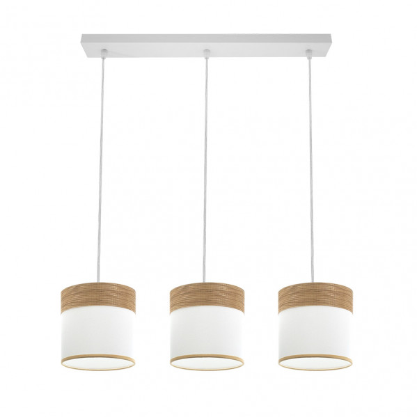 Regleta Cloe 3xe27 Blanco/blanca-madera Clara Regx60x16 cm