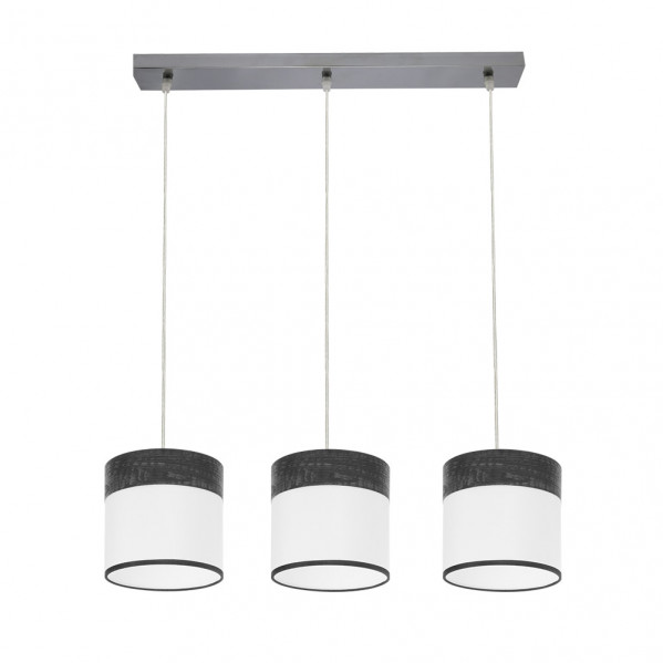 Regleta Cloe 3xe27 Cromo/blanca-madera Negra Regx60x16 cm