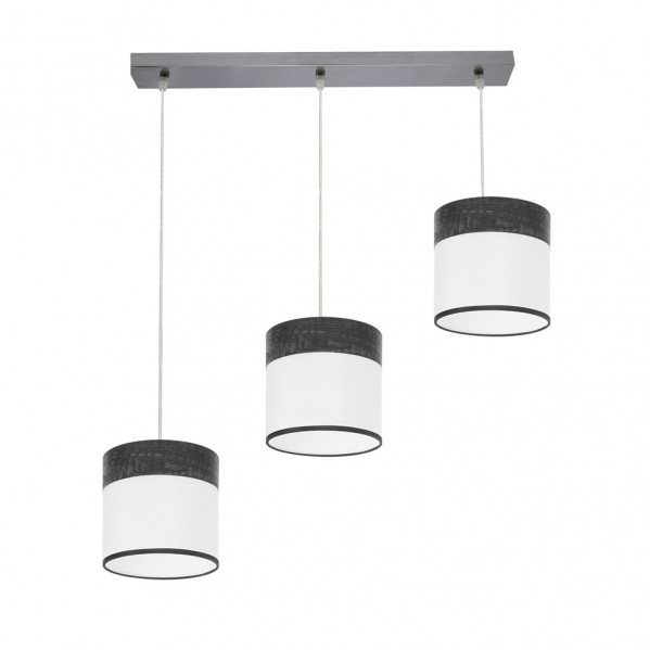 Regleta Cloe 3xe27 Cromo/blanca-madera Negra Regx60x16 cm