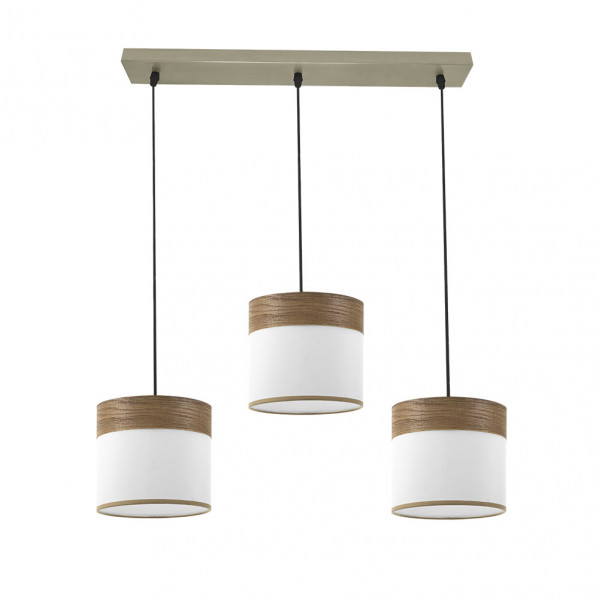 Regleta Cloe 3xe27 Cuero/blanca-madera Oscura Regx60x16 cm