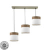 Regleta Cloe 3xe27 Cuero/blanca-madera Oscura Regx60x16 cm