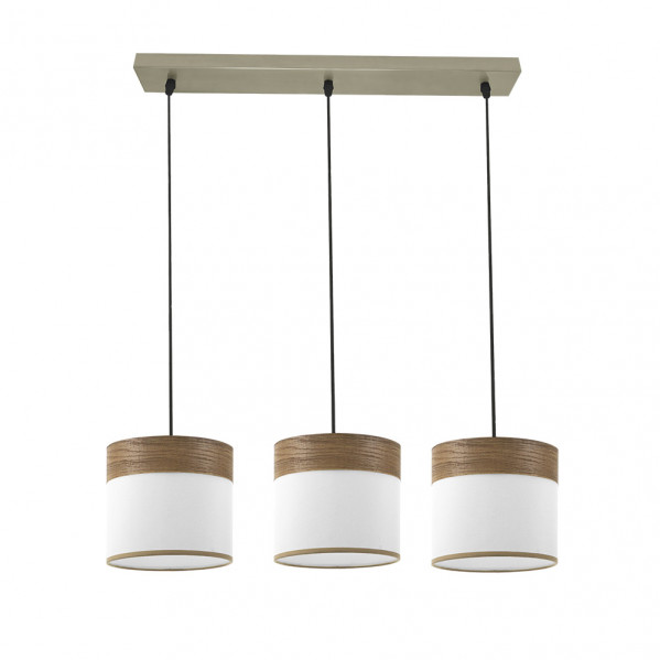 Regleta Cloe 3xe27 Cuero/blanca-madera Oscura Regx60x16 cm