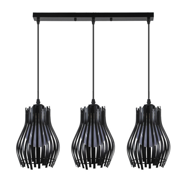Regleta Ragusa Negra 3xe27 Regx64x16cm