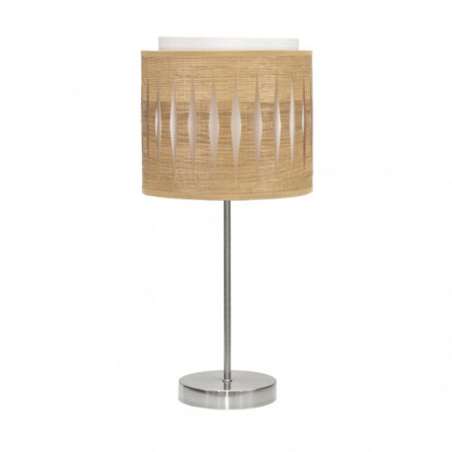 Sobremesa Alexandra 1xe14 Niquel/madera Clara 42x17x17 Cm