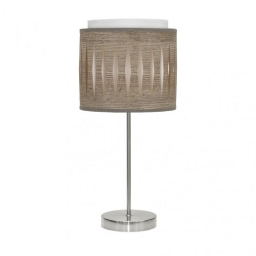 Sobremesa Alexandra 1xe14 Niquel/madera Gris 42x17x17 Cm