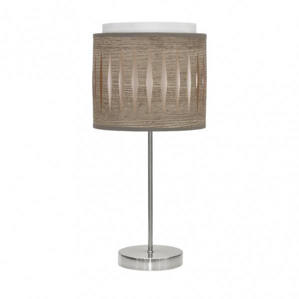 Sobremesa Alexandra 1xe14 Niquel/madera Gris 42x17x17 Cm