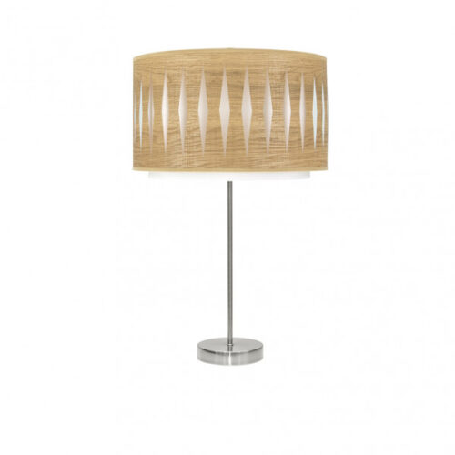 Sobremesa Alto Alexandra 1xe27 Niquel/madera Clara 61x30x30 Cm