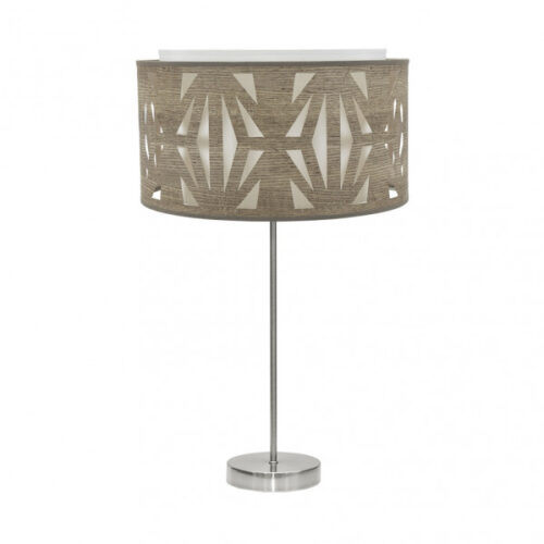 Sobremesa Alto Katerina 1xe27 Niquel/madera Gris 61x30x30 Cm
