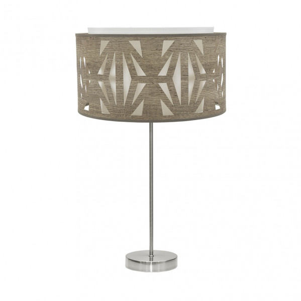Sobremesa Alto Katerina 1xe27 Niquel/madera Gris 61x30x30 Cm