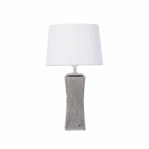 Sobremesa Ceramica Palo Santo 1xe27 Plata Brillo C/pant Blanca 50.5x28x28 Cm
