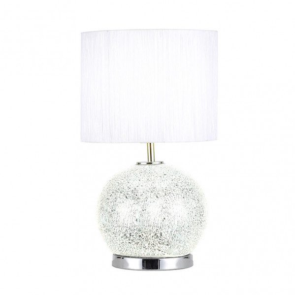 Sobremesa Cristal Secoya 1xe27+LED 5W 4000K 2 Encend.indep  50x30x30 Cm Mosaico Espejo/cromo  C/pant Blanca