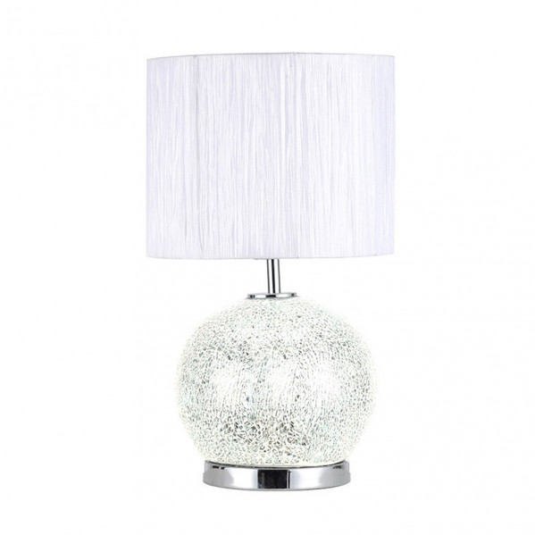 Sobremesa Cristal Secoya 1xe27+LED 5W 4000K 2 Encend.indep  50x30x30 Cm Mosaico Espejo/cromo  C/pant Blanca
