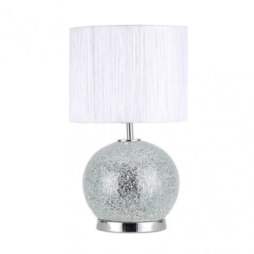 Sobremesa Cristal Secoya 1xe27+LED 5W 4000K 2 Encend.indep  50x30x30 Cm Mosaico Espejo/cromo  C/pant Blanca