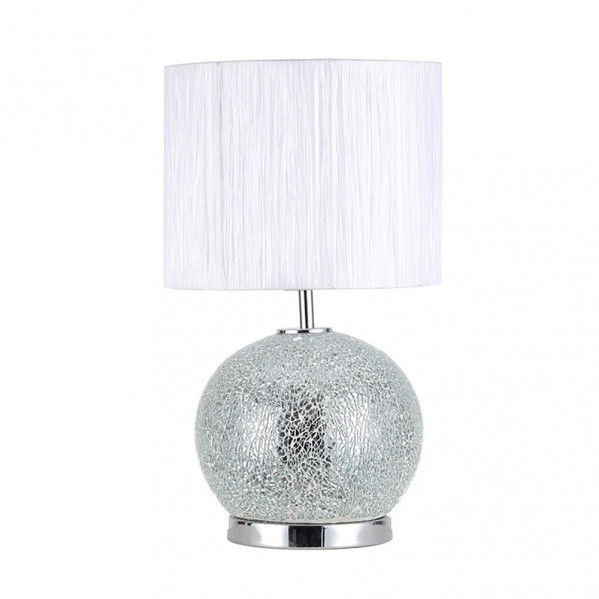 Sobremesa Cristal Secoya 1xe27+LED 5W 4000K 2 Encend.indep  50x30x30 Cm Mosaico Espejo/cromo  C/pant Blanca