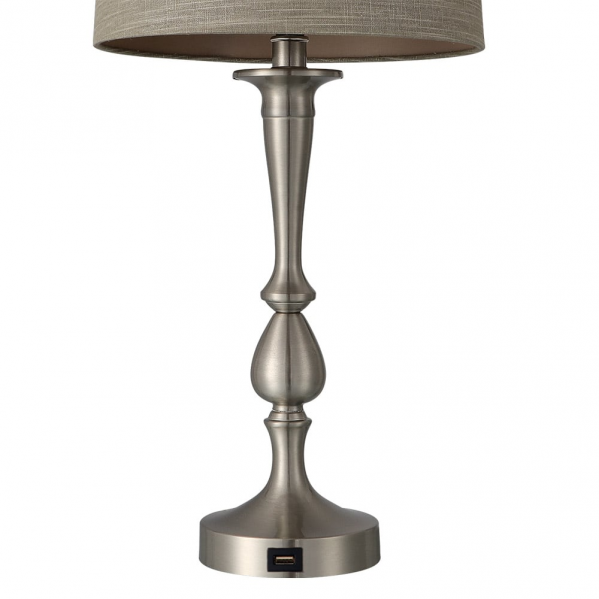 Sobremesa Khalifa 1xe27 Niquel 60´5x28x28 Cm Puerto Usb