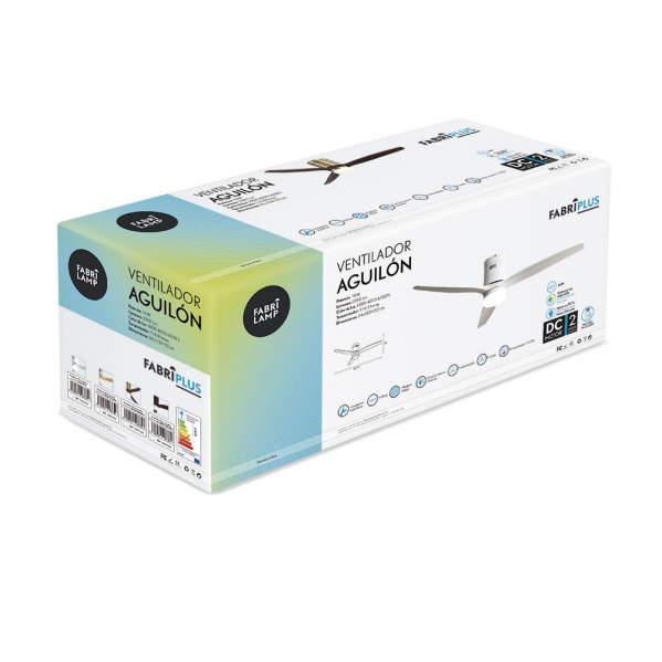 Ventil 20w Dc Aguilon Blanco 3 Aspas Blancas 6 Velocidades C/remoto, Reg.Intensidad, Temporizador 30,5x132x132 Cm