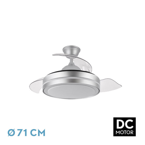 Ventilador Dc Esparta Peque 44w 5182lm Plata 72d 3asp 3000-4000-6000k Remoto+temporizador+memoria